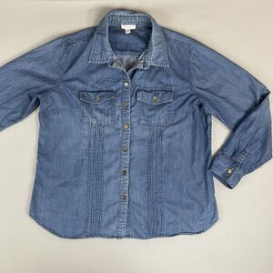 Charter Club Blue Denim Chambray Long Shirt Women's 18  Western Style Country